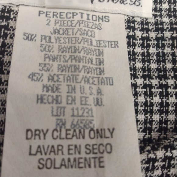 Size 14 2pc Pants/Suit Set Black & White by Perceptions by Irene B - Picture 7 of 13
